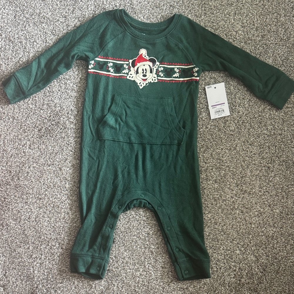 Disney Festive Green Kids Footie